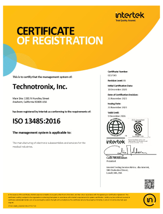 ISO 13485:2016 Certificate