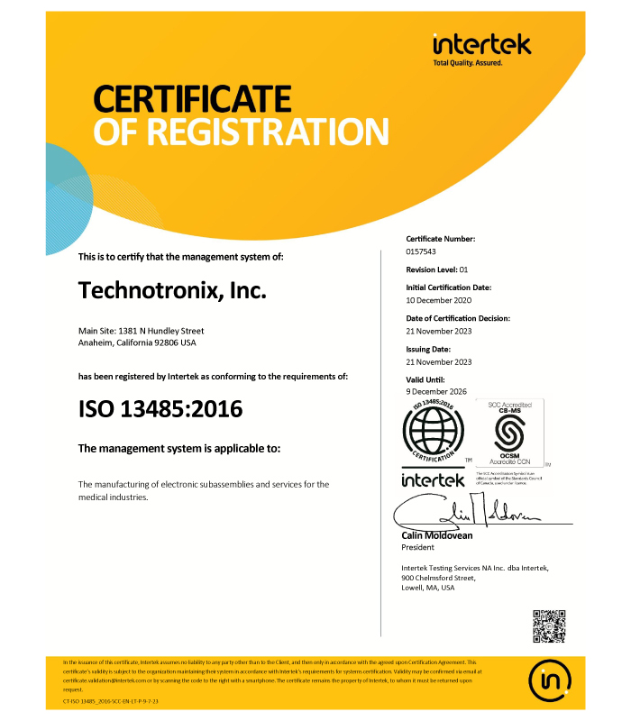 ISO 13485:2016 Certificate
